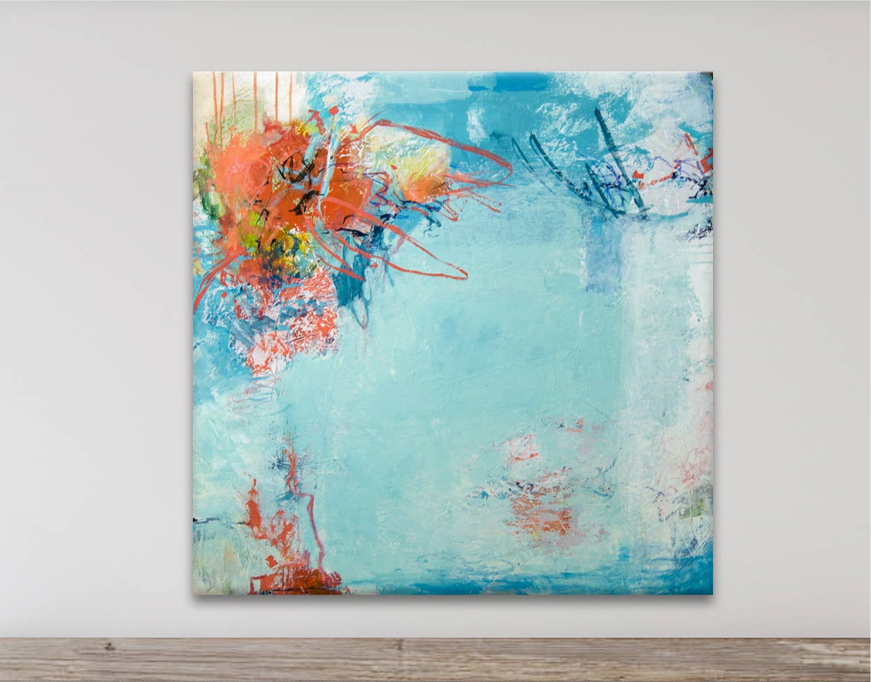 ‘Coral Anemone' Wrapped Canvas Wall Art