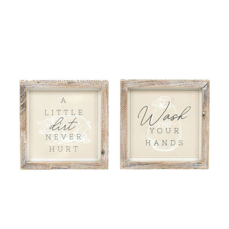 Wash Your Hands reversible wood sign