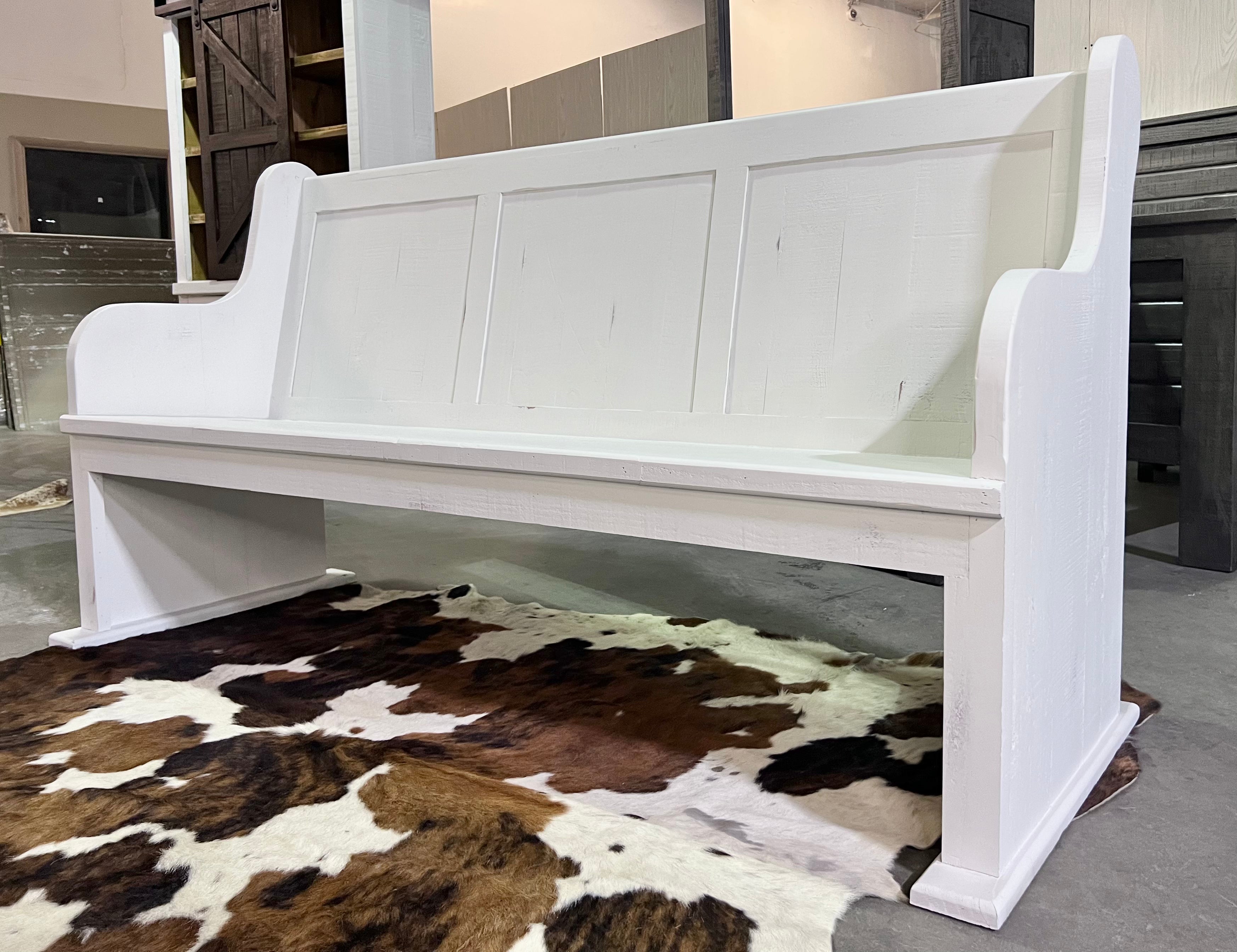 Noah White Church Pew Bench Copper Barn Home