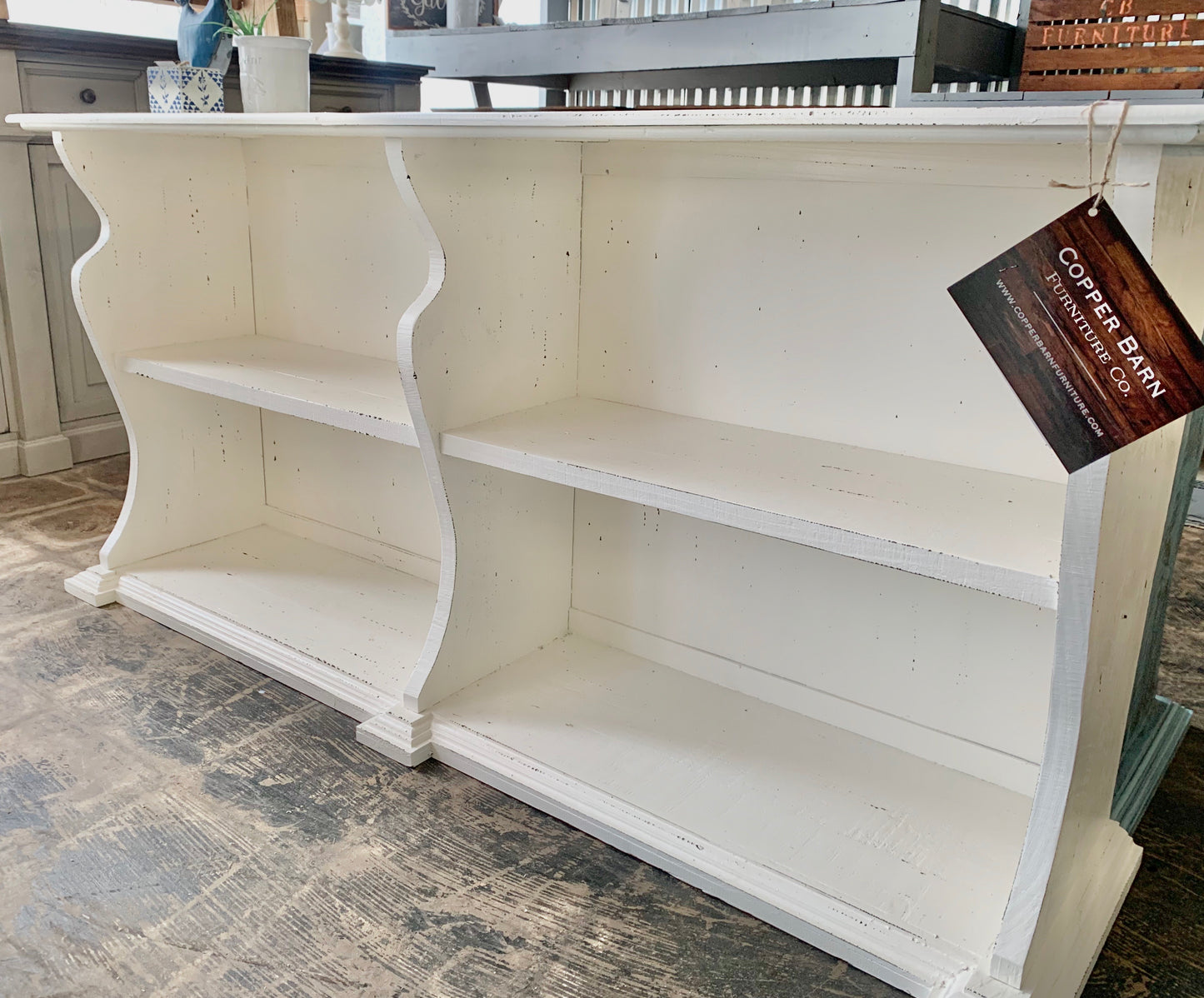 Cara White Bookcase Console Table