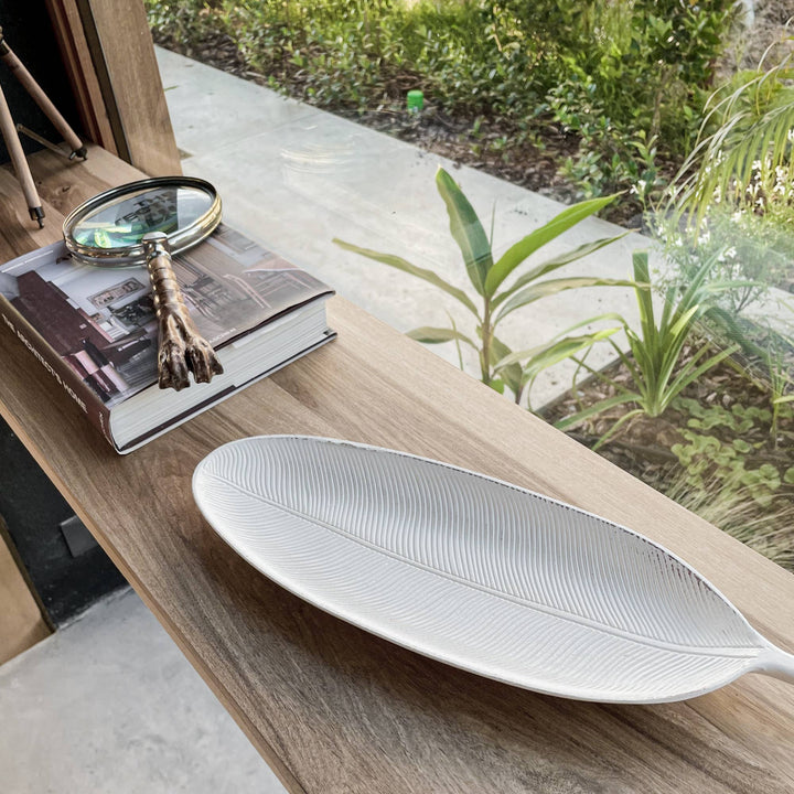 White Long Leaf Wood Tray