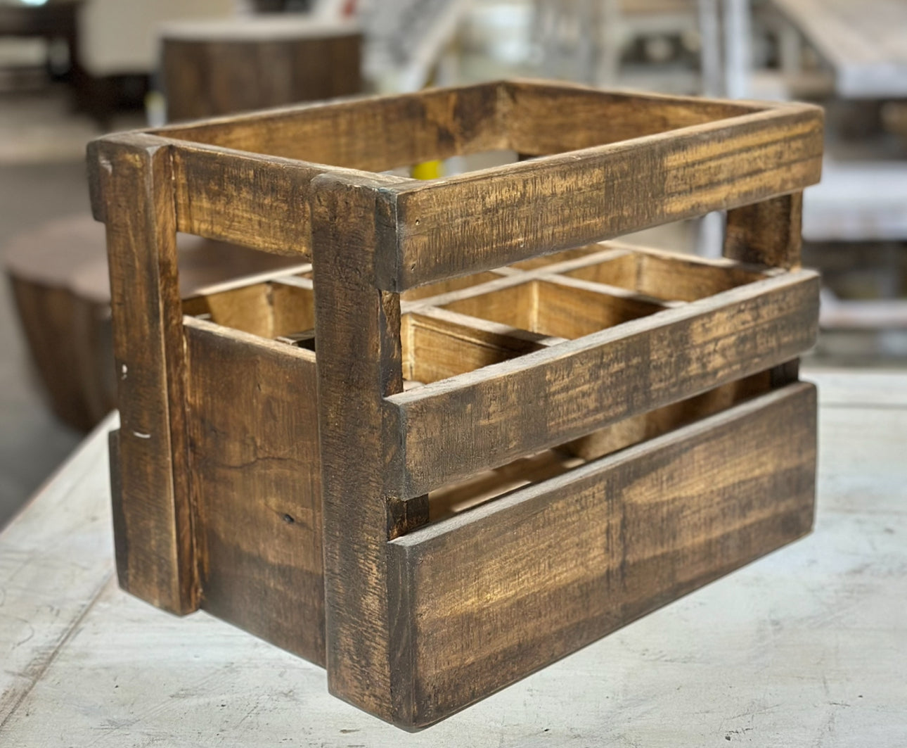 Wood 6-Bottle Crate