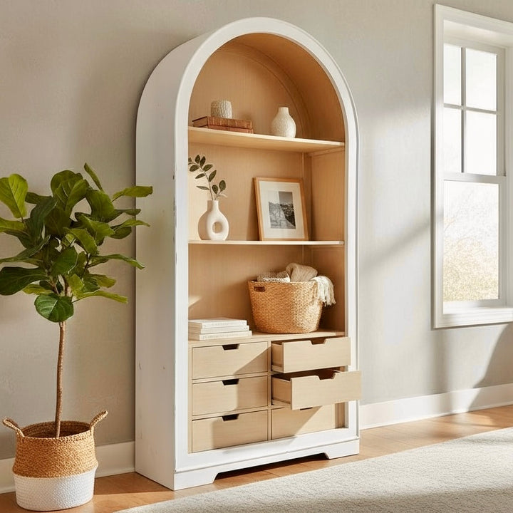 Isabella White Large Arched Bookcase