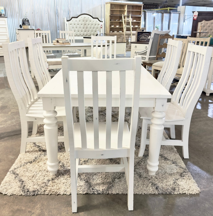 Faye White 7 piece Dining Table Set