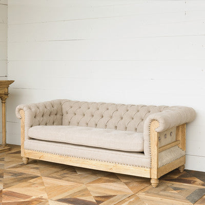 Soho Natural Linen Chesterfield Sofa
