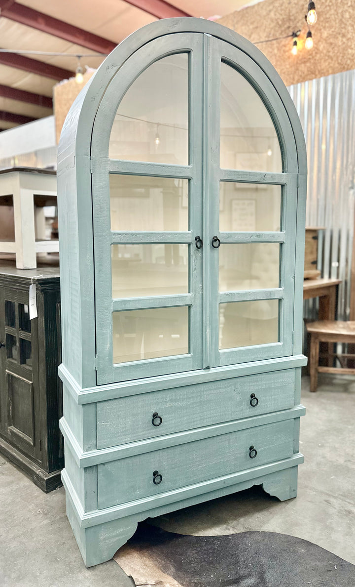 Kelly Ocean Blue Arch Display Cabinet