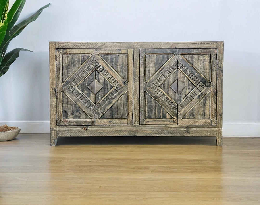 Gisele Weathered Barn Wood Console Cabinet