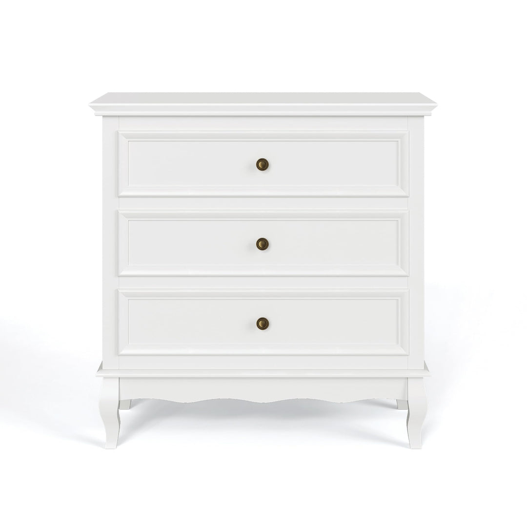 Aurora White 3 drawer Nightstand