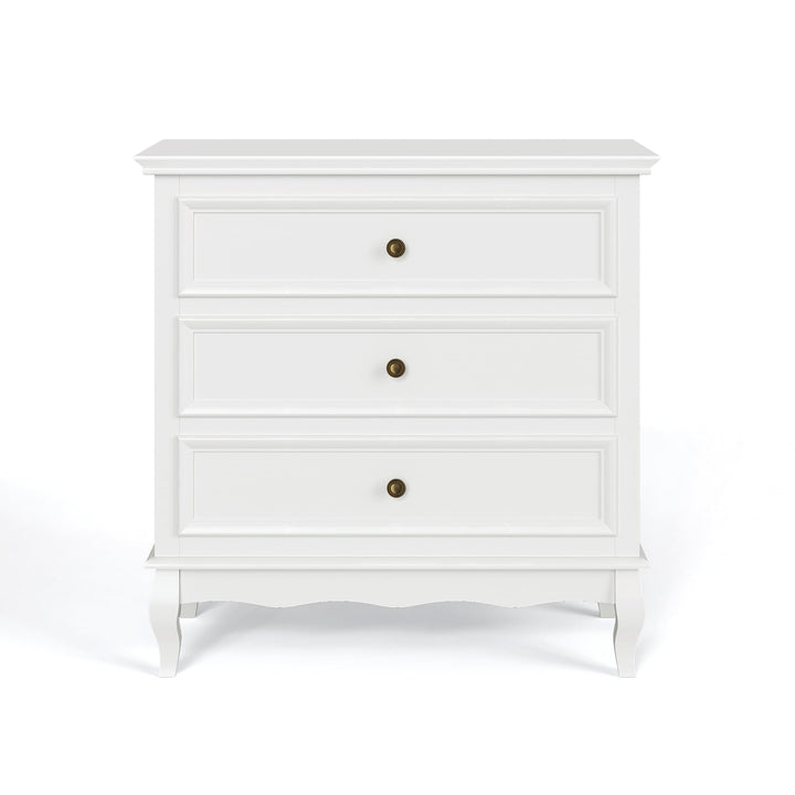 Aurora White 3 drawer Nightstand