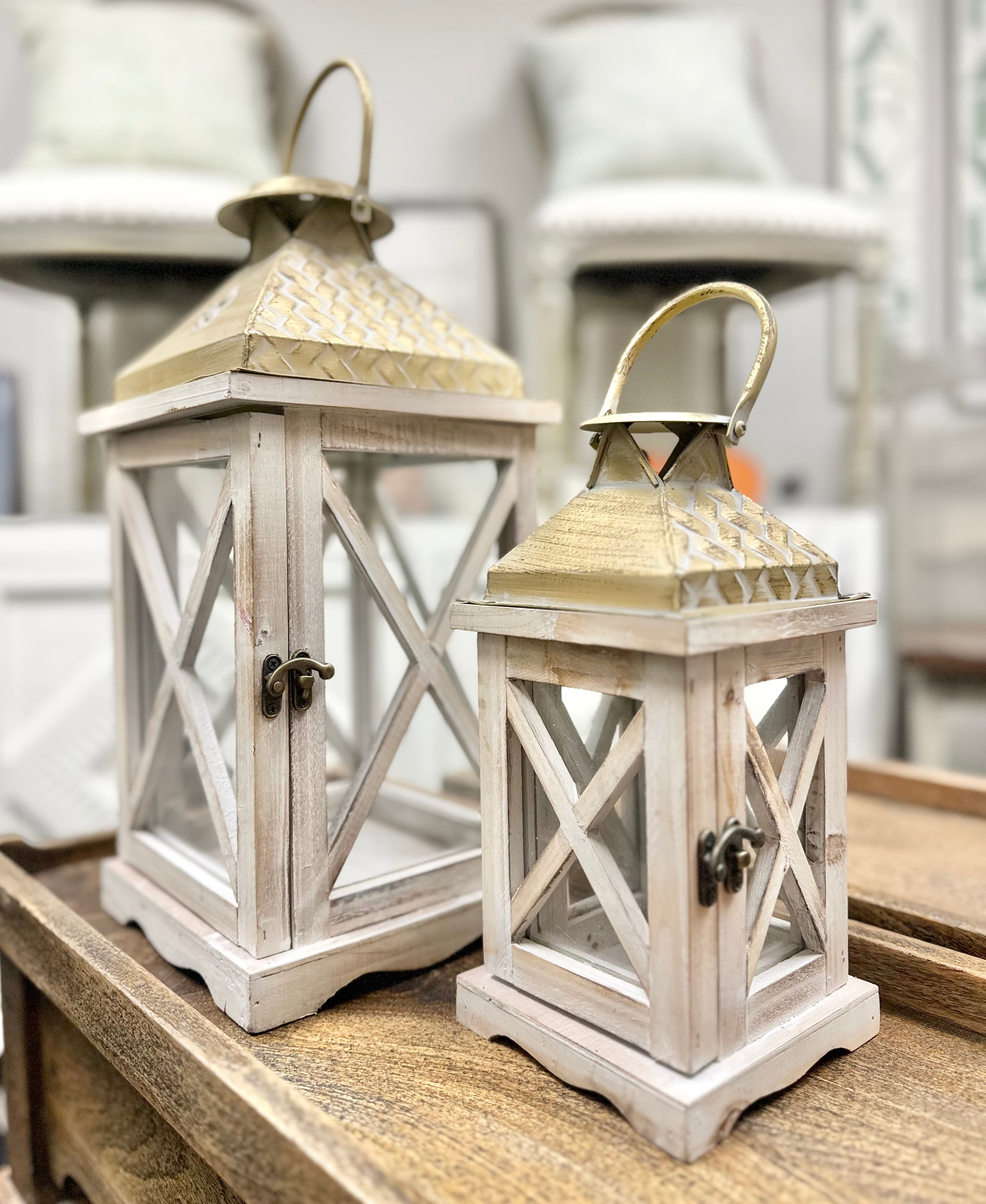 White Washed Lantern – Copper Barn Home