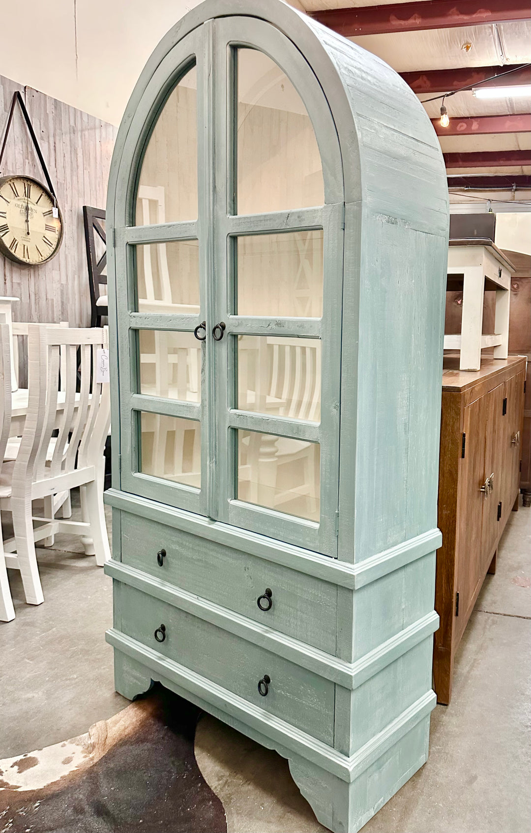 Kelly Ocean Blue Arch Display Cabinet
