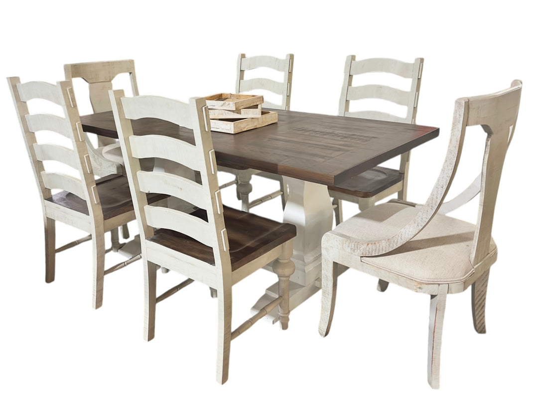 April Stone Washed 7 piece Dining Table Set