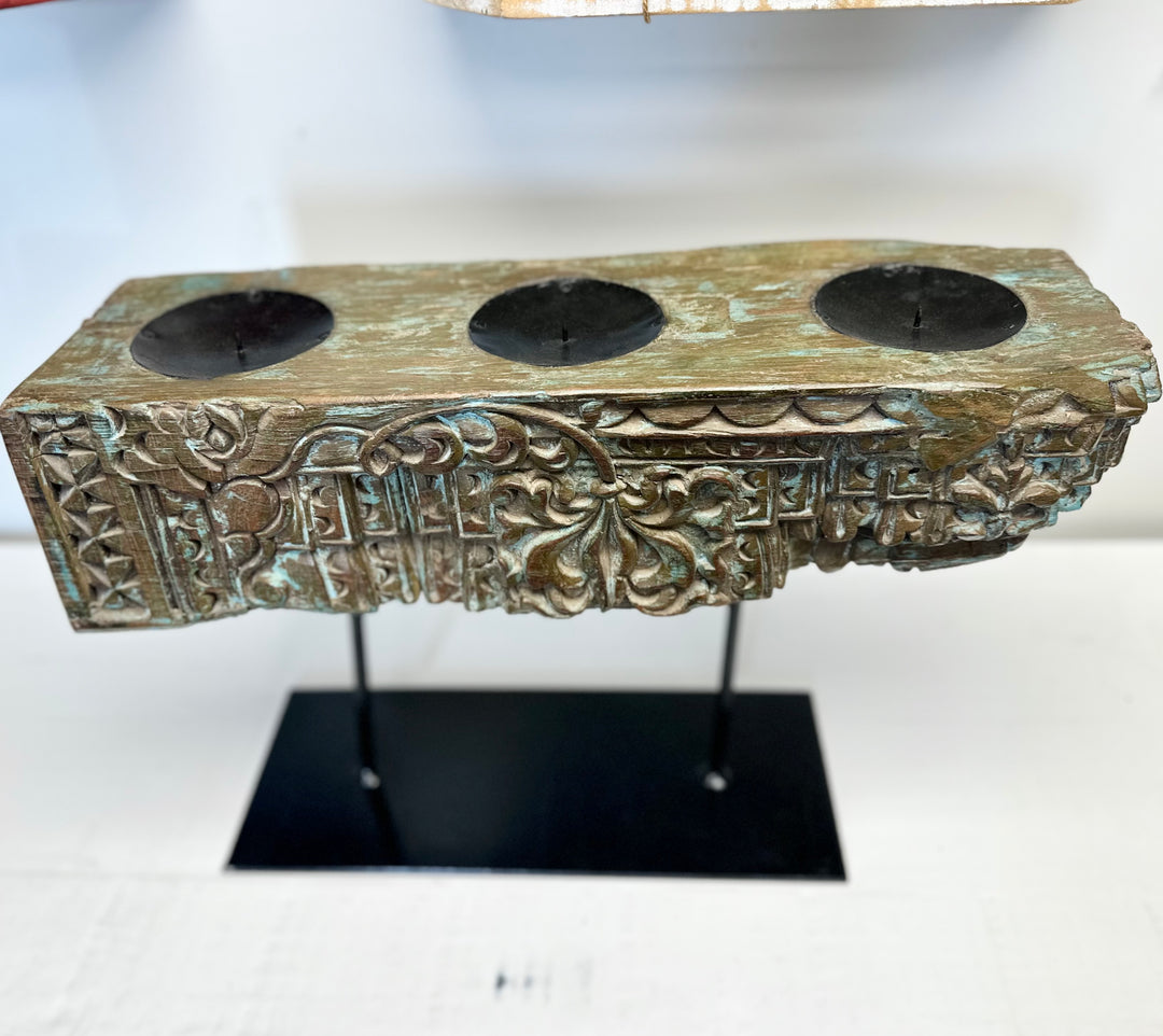 Reclaimed Wooden Carved Architectural Bracket Candle Holder