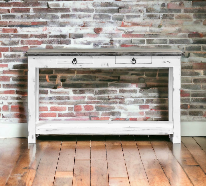 Chloe White & Weathered Narrow Sofa Table