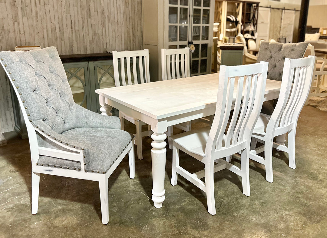 Faye White 7 piece Dining Table Set