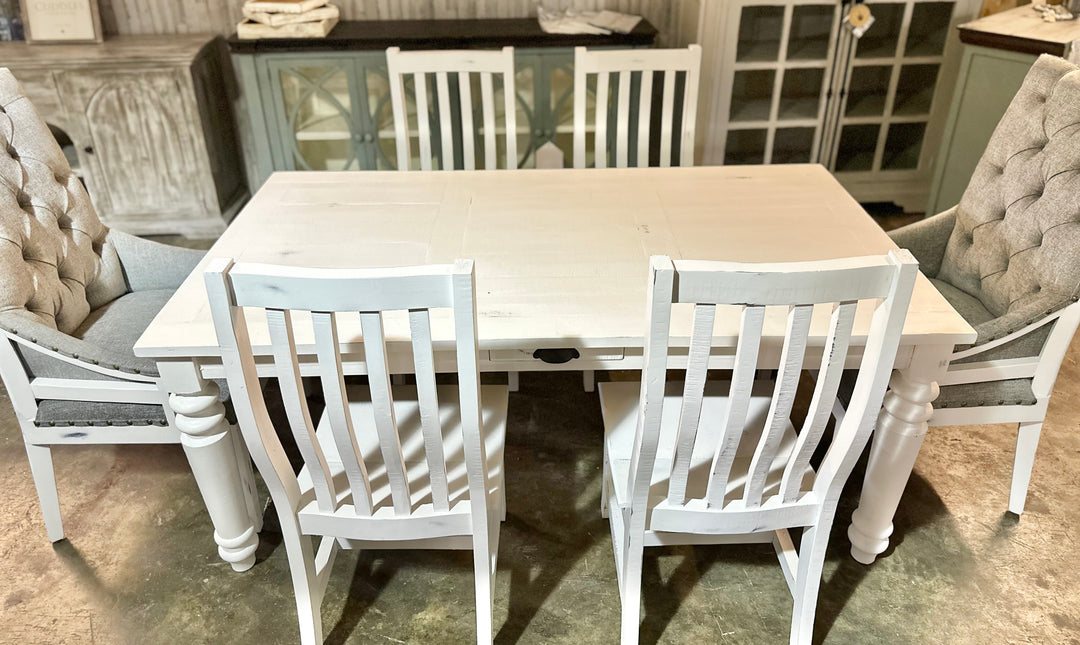 Faye White 7 piece Dining Table Set