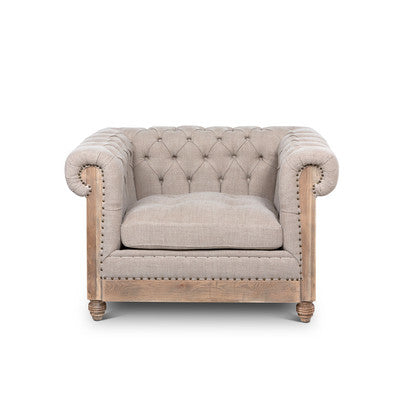 Soho Natural Linen Chesterfield Chair