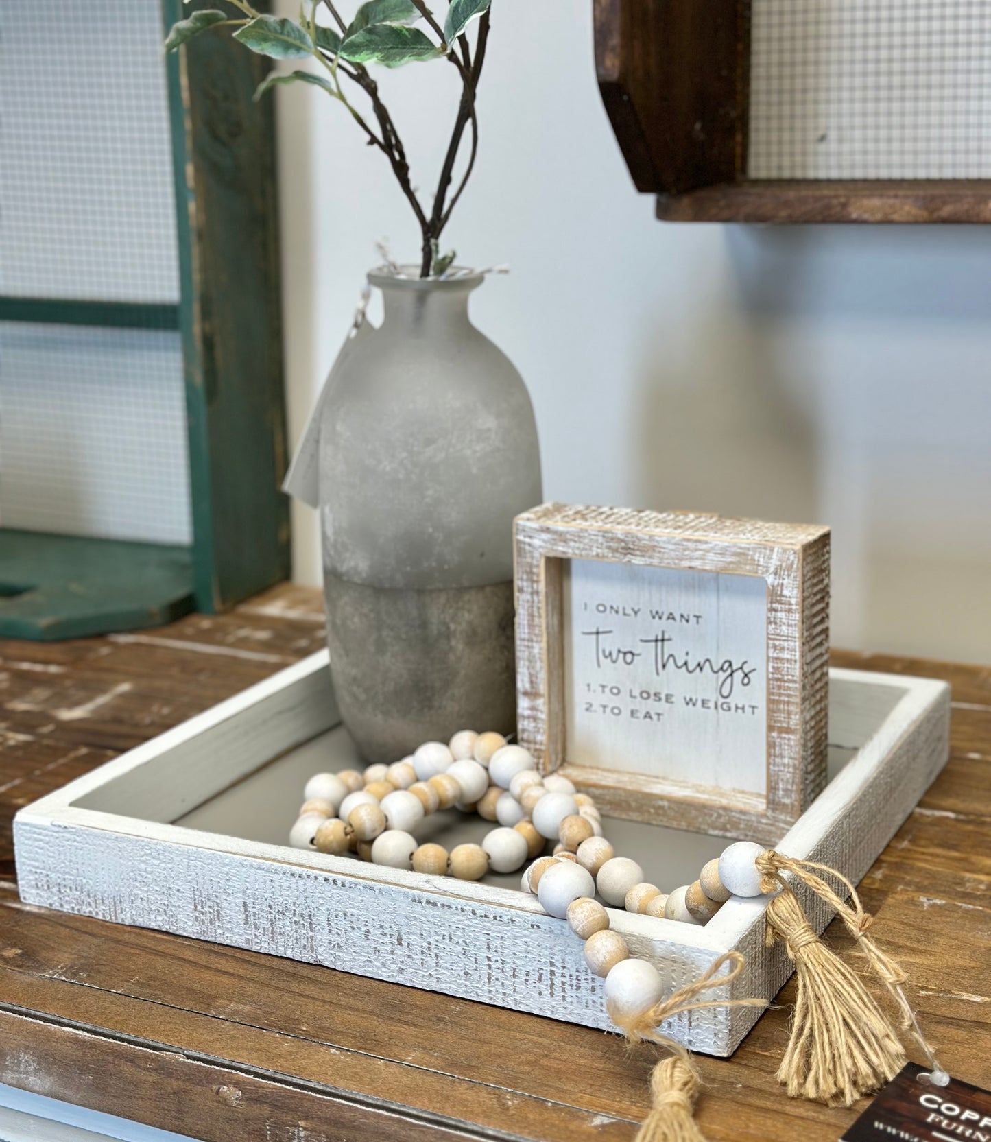 White & Taupe Square Tray