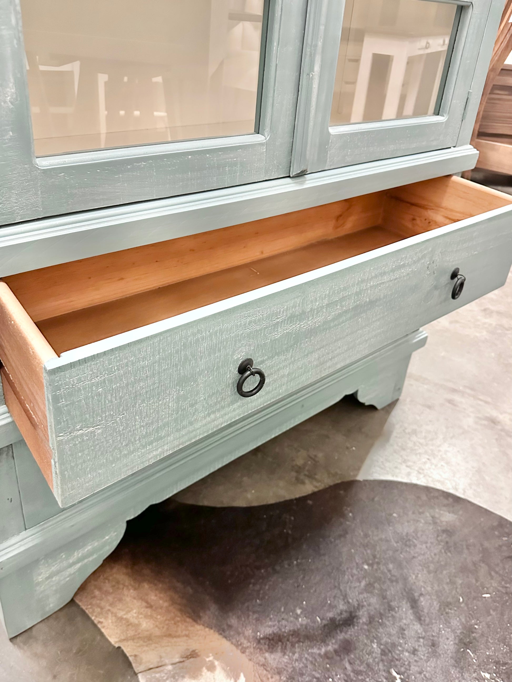 light blue bell sleeve dress Kelly Ocean Blue Arch Display Cabinet – Copper Barn Home