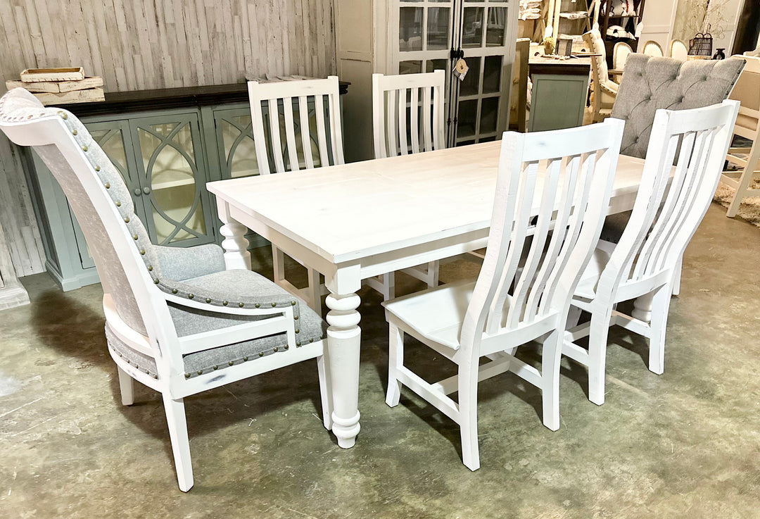 Faye White 7 piece Dining Table Set