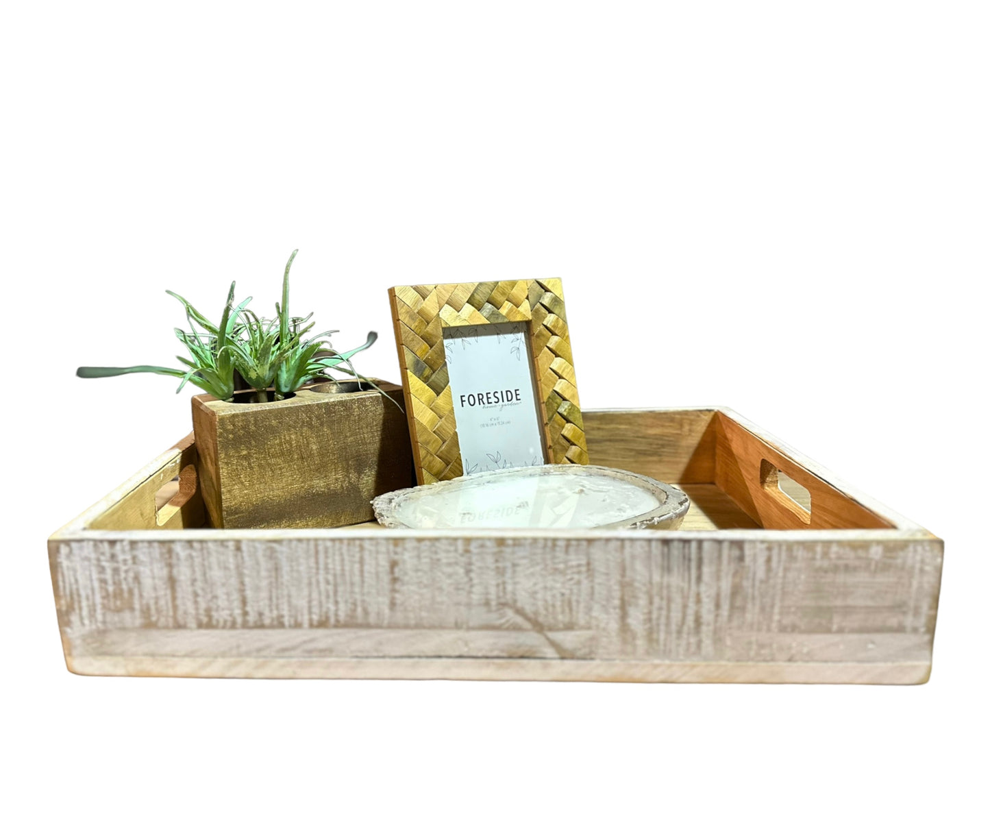 Rectangle White Wood Tray