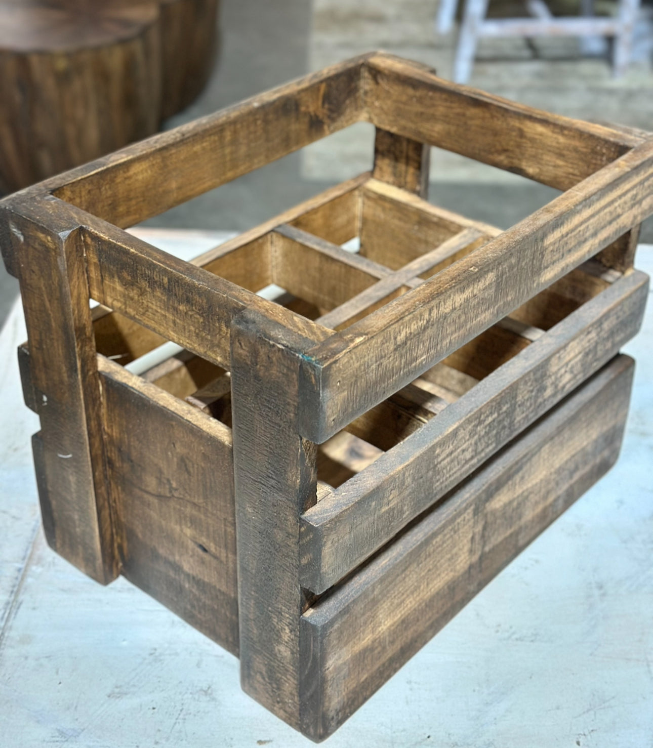 Wood 6-Bottle Crate
