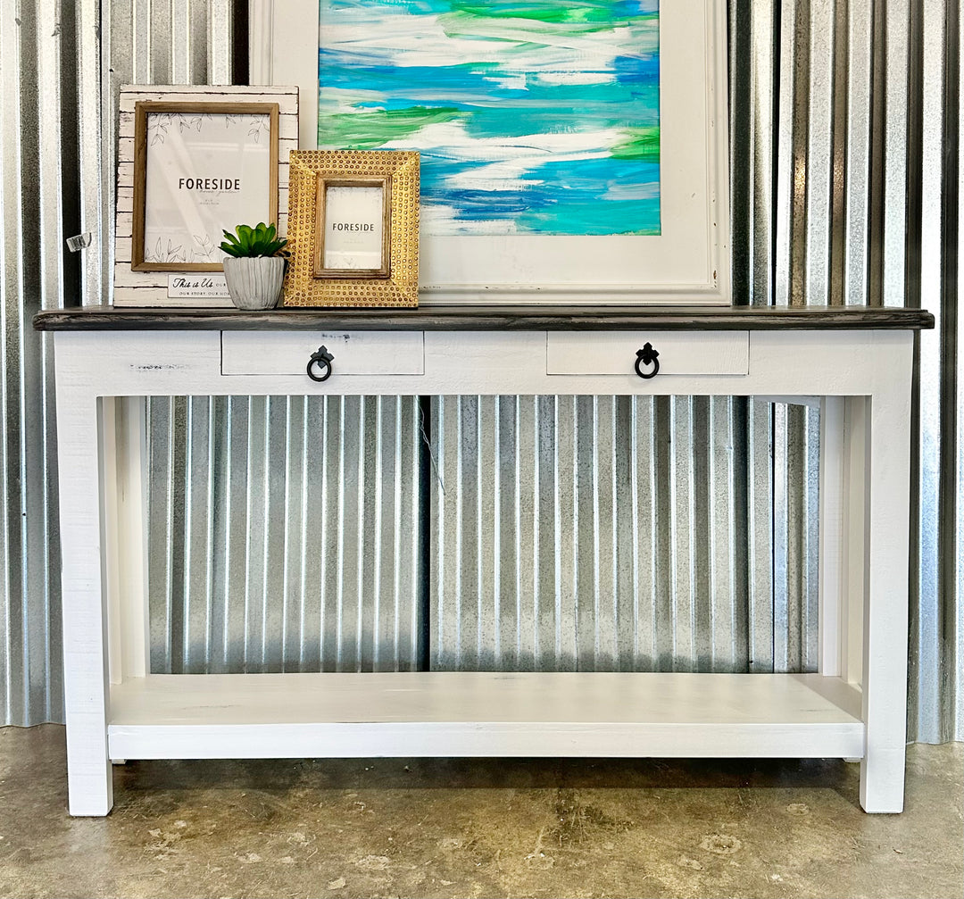 Chloe White & Weathered Narrow Sofa Table