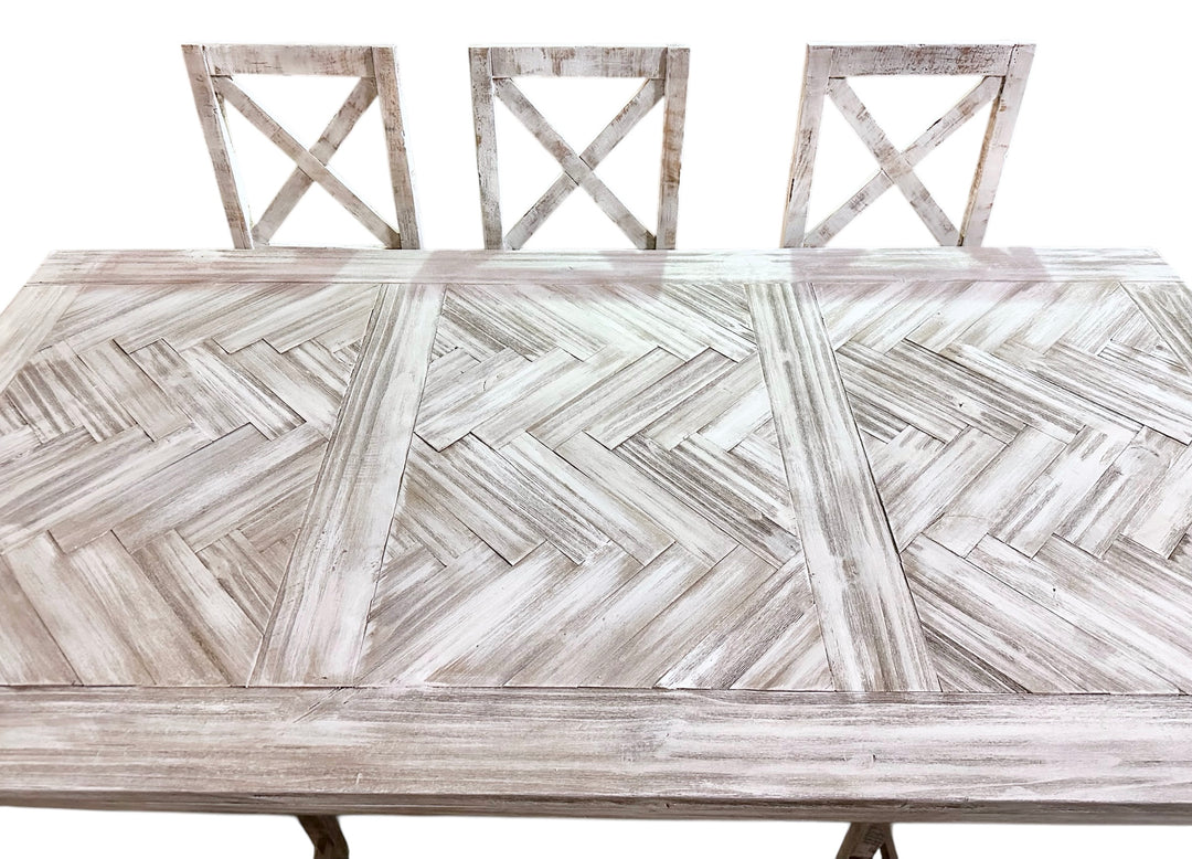 Amelia Herringbone 9 piece Dining Table Set