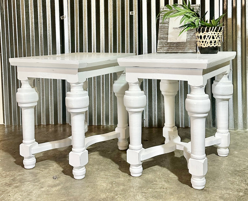 Lorraine White Chairside Tables (pair of 2)