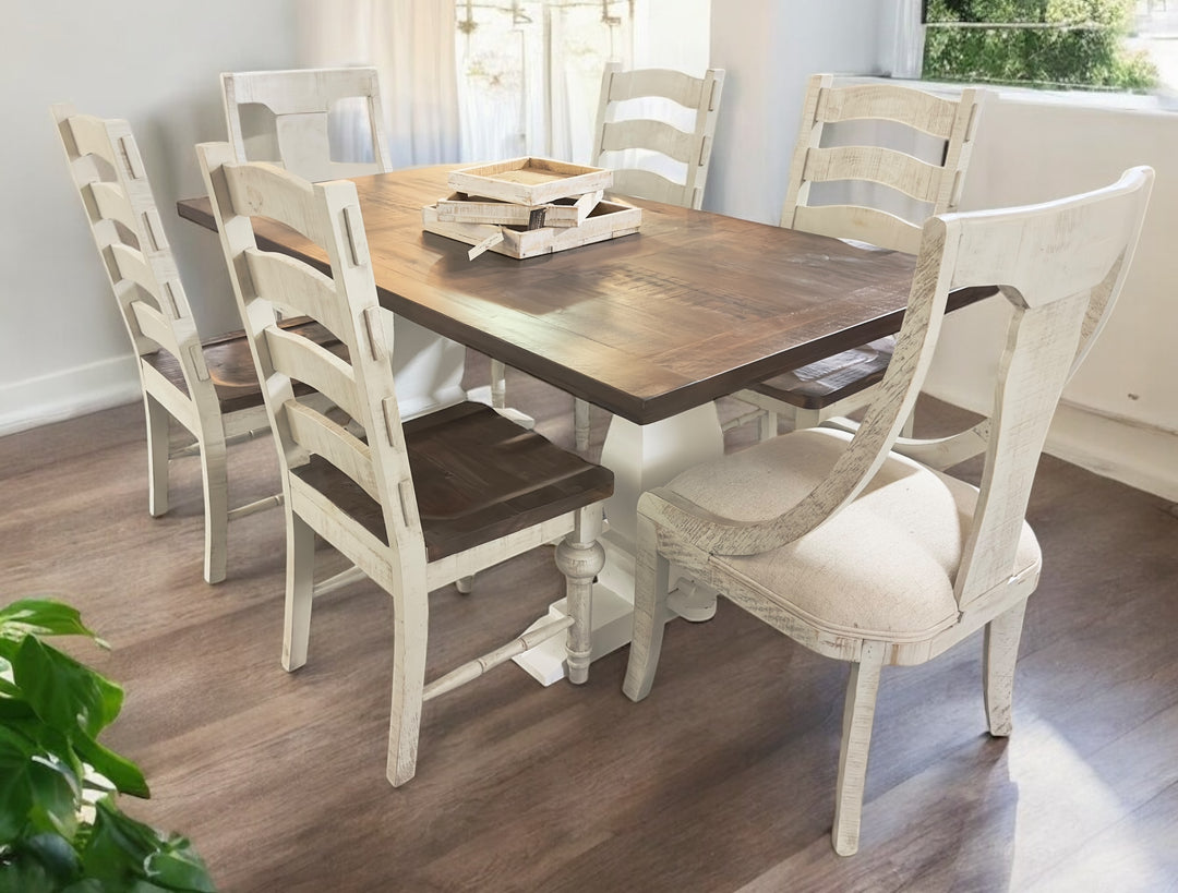 April Stone Washed 7 piece Dining Table Set