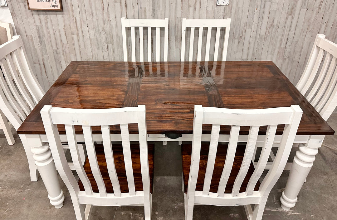 Faye White 7 piece Dining Table Set