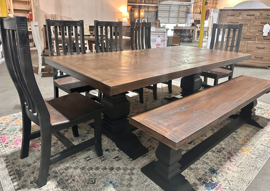 Nolan Herringbone Black 7 piece Dining Table Set