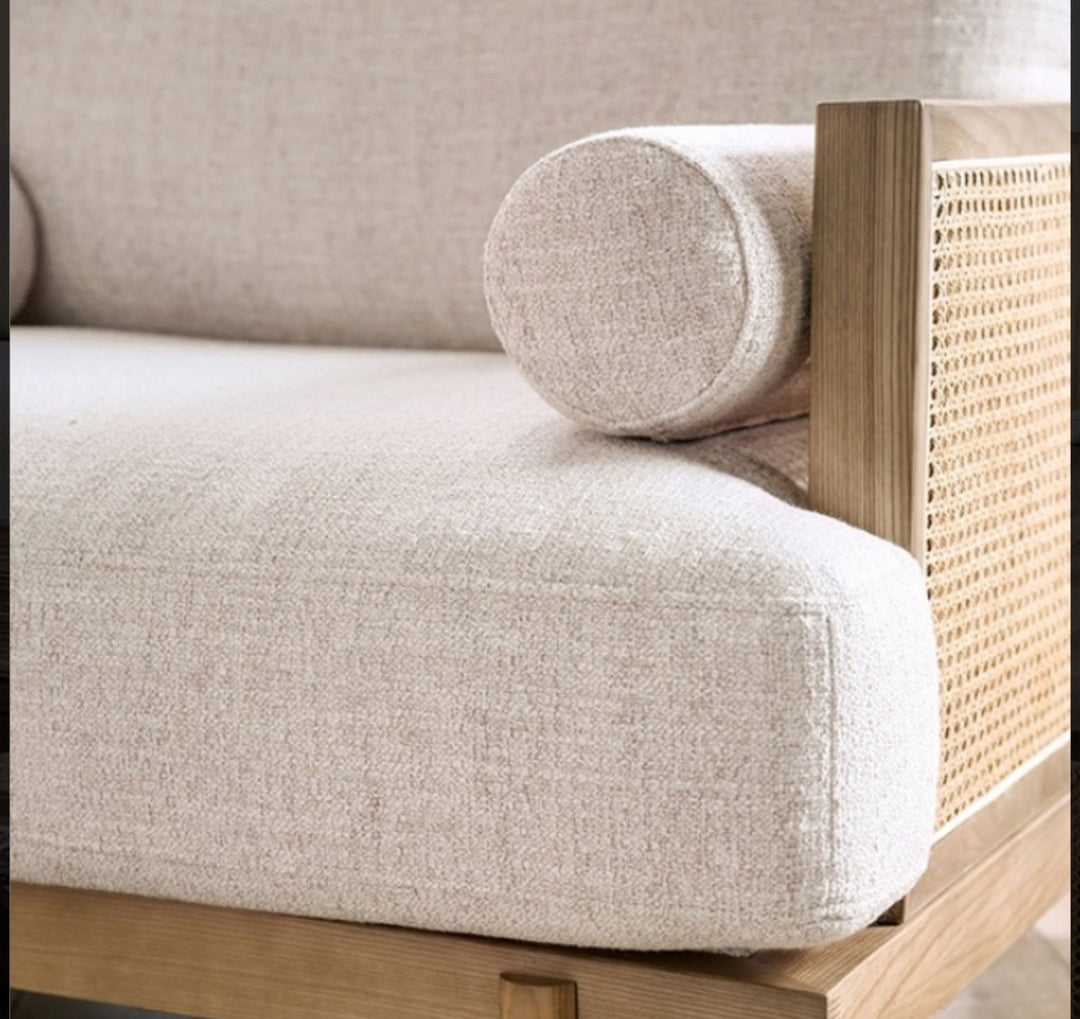 Maxwell Neutral & Oak Sofa