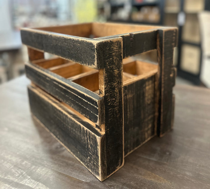 Black Wood 6-Bottle Crate