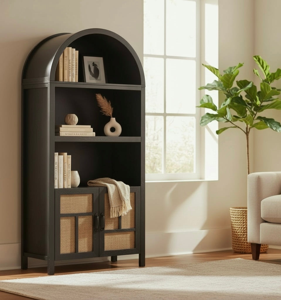 Savannah Black Arched Cabinet