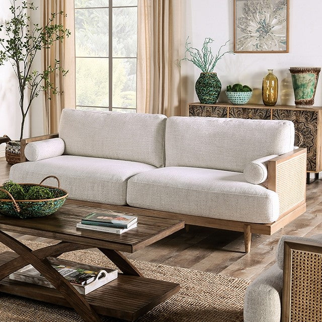 Maxwell Neutral & Oak Sofa