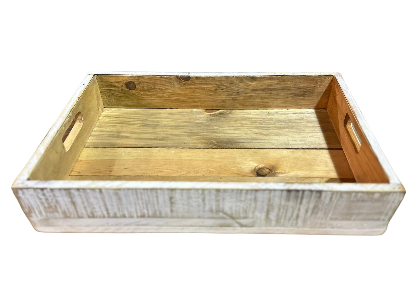 Rectangle White Wood Tray