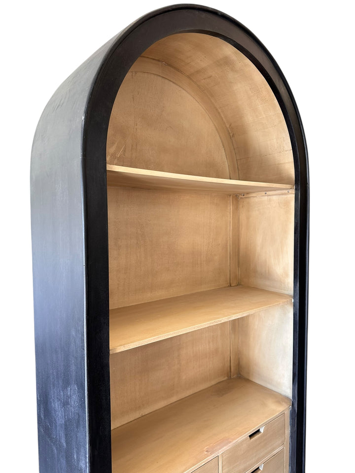 Isabella Black Large Arched Bookcase