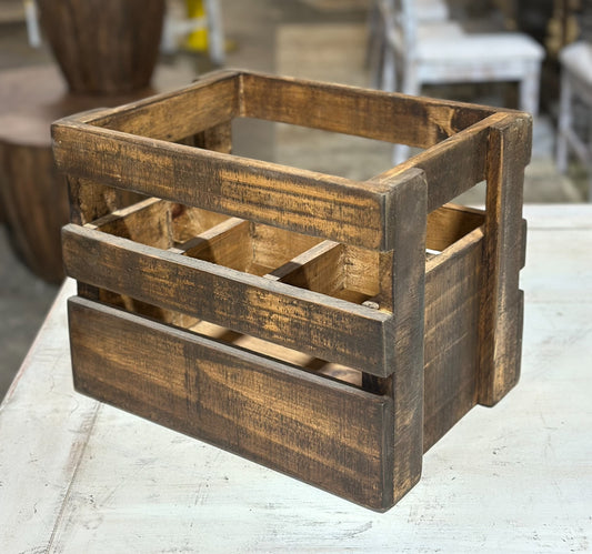 Wood 6-Bottle Crate