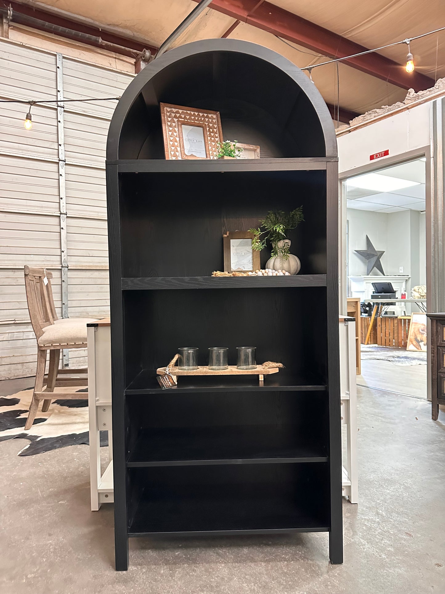 Savannah Black Arched Bookcase