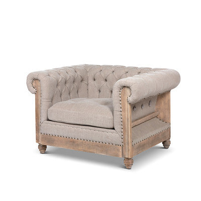 Soho Natural Linen Chesterfield Chair