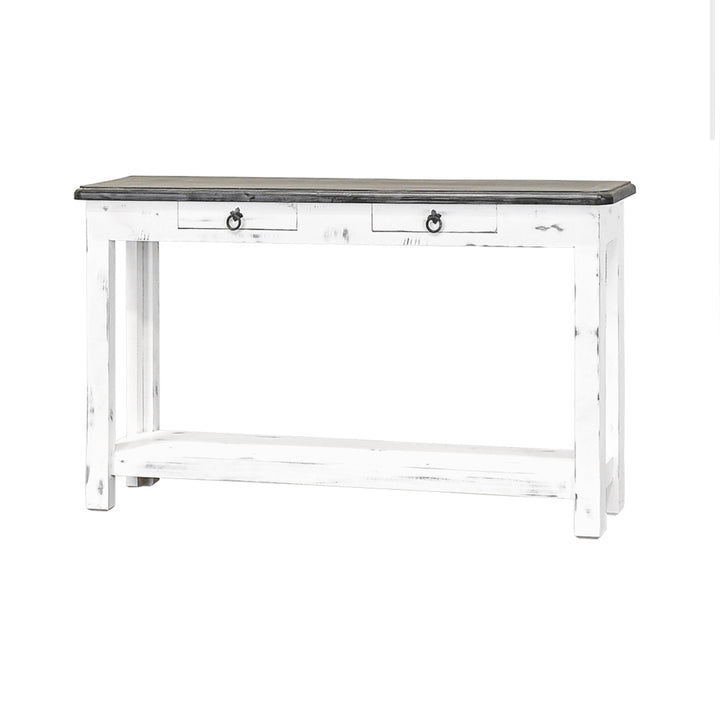 Chloe White & Weathered Narrow Sofa Table