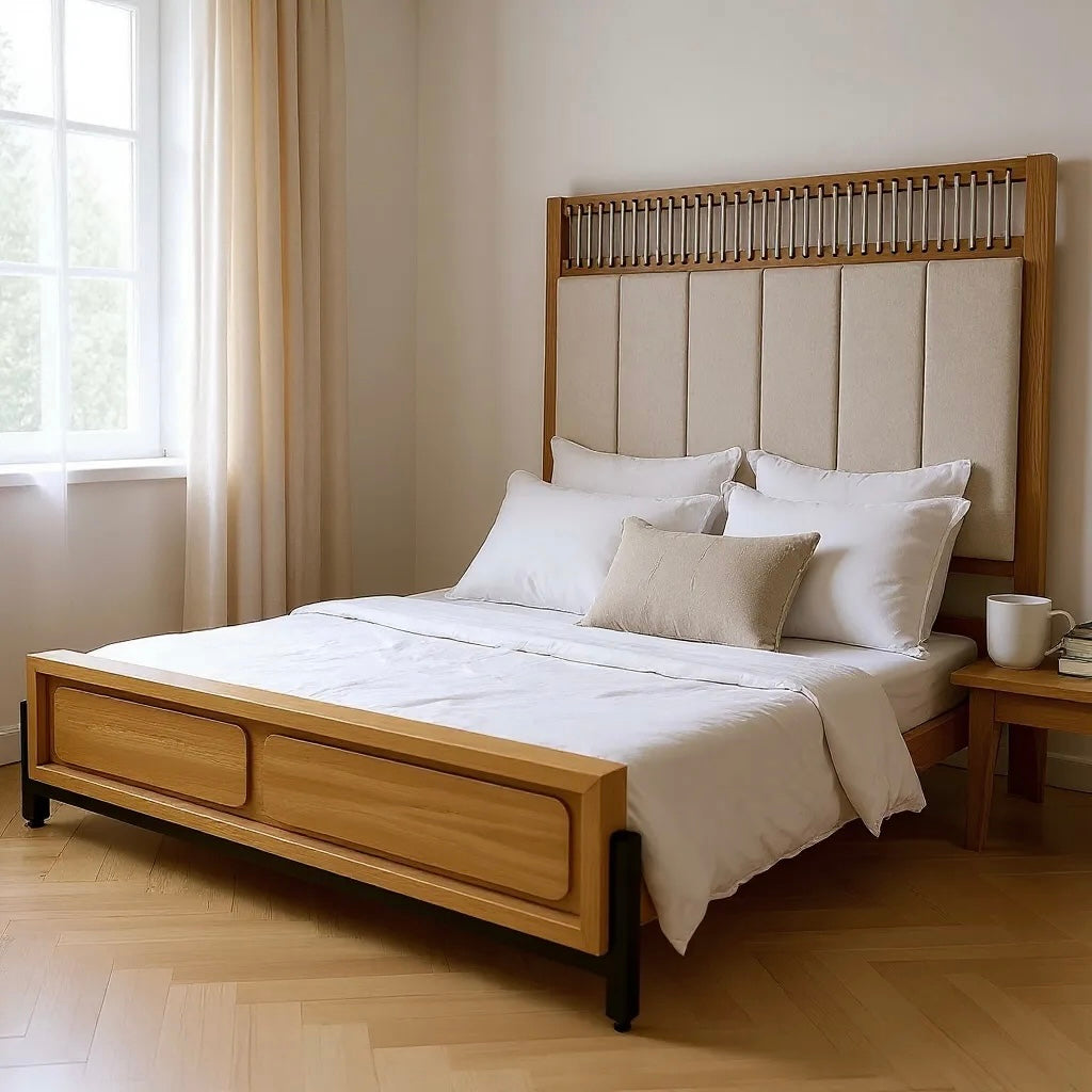 Bernard Upholstered & Wheat Brown Queen Bed