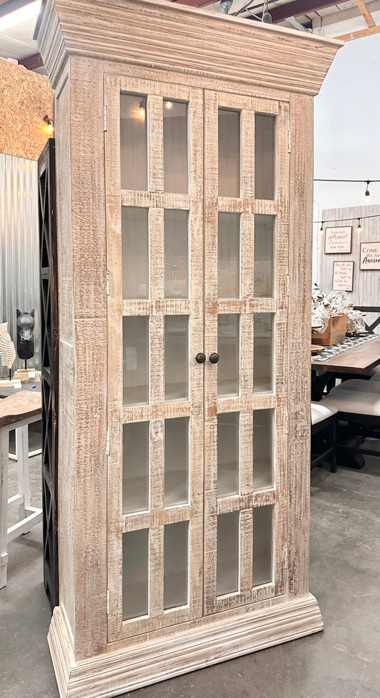Hampton White Washed Mango Display Cabinet