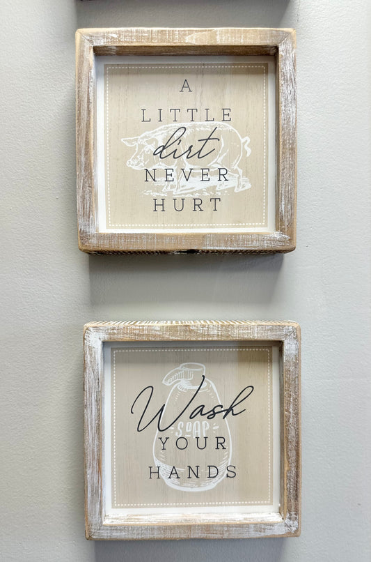 Wash Your Hands reversible wood sign