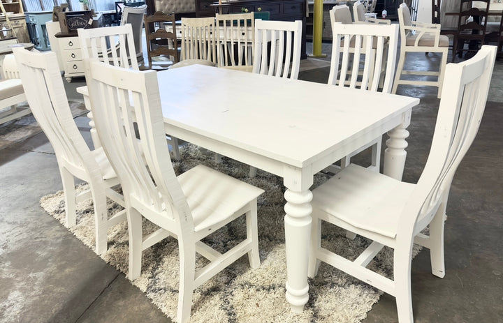 Faye White 7 piece Dining Table Set