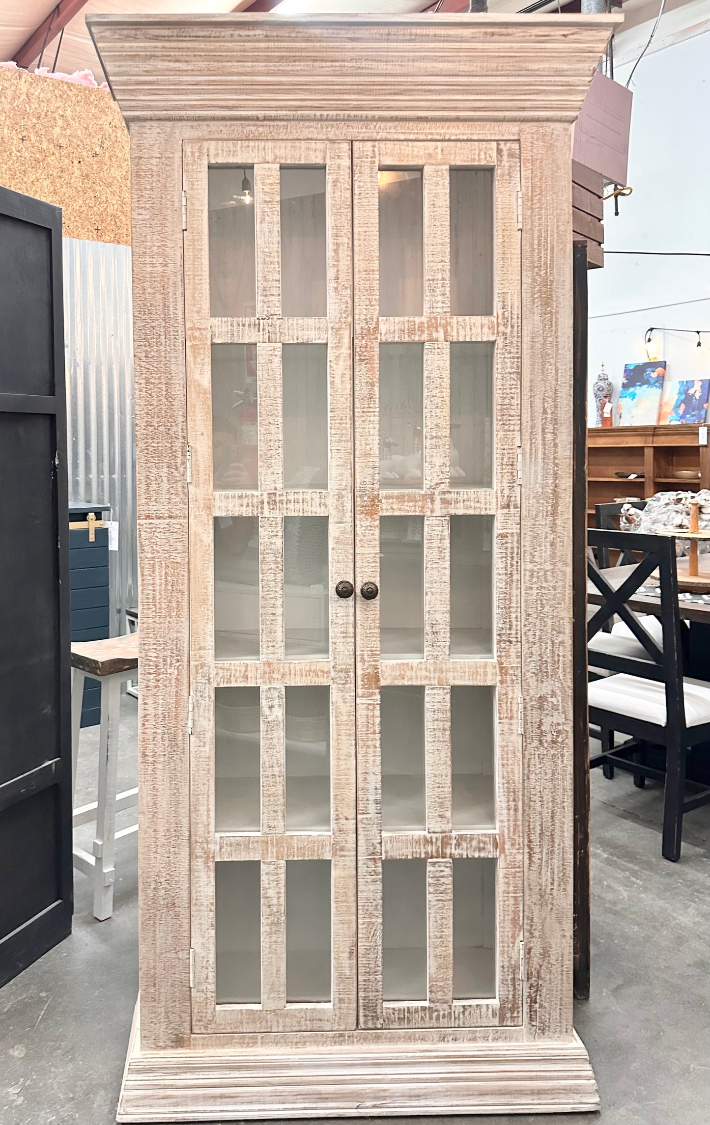 Hampton White Washed Mango Display Cabinet