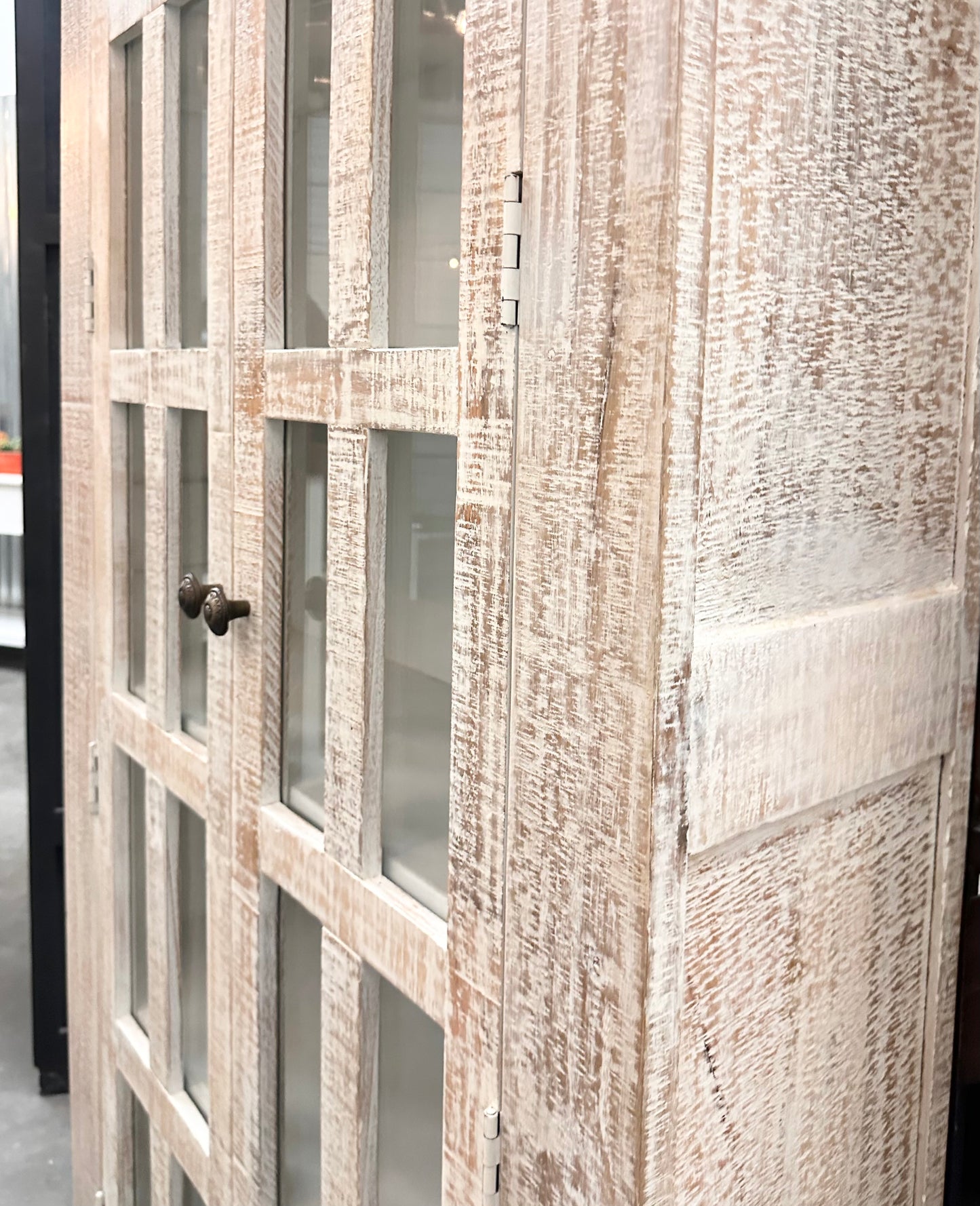 Hampton White Washed Mango Display Cabinet