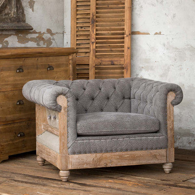 Soho Gray Chesterfield Chair