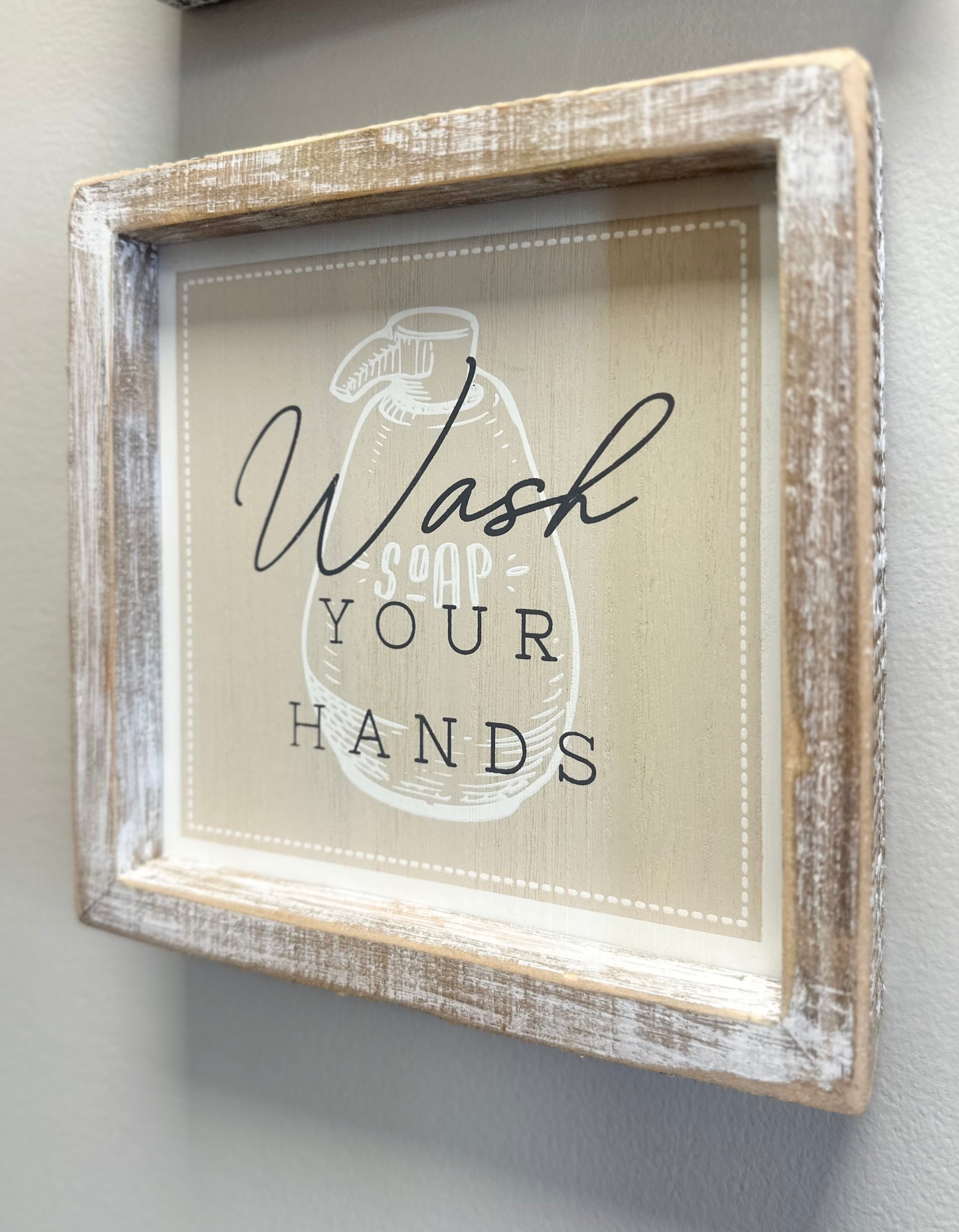 Wash Your Hands reversible wood sign